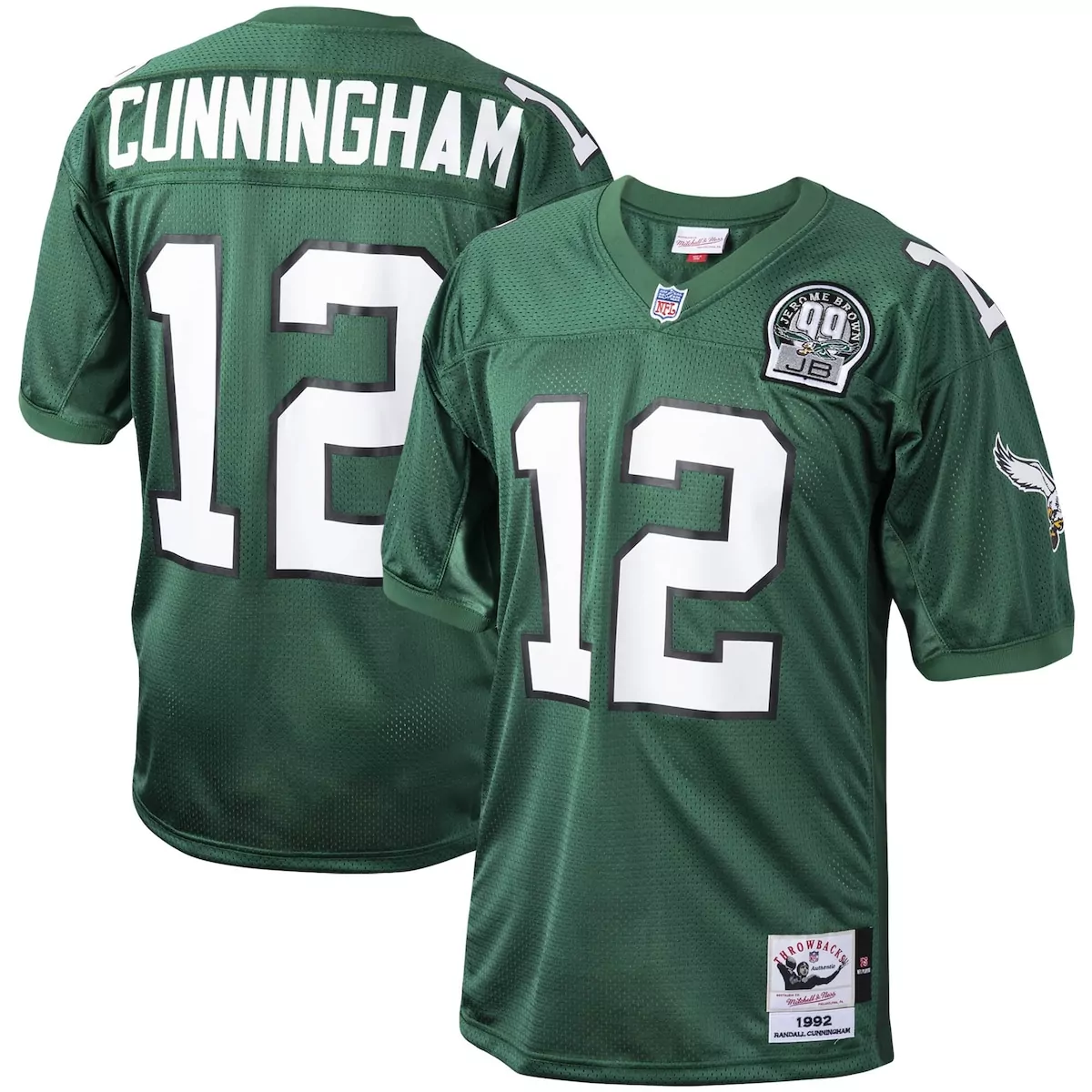 Randall Cunningham 12 Eagles Jersey Green Throwback Jerome Brown 1992 75th Anniversary