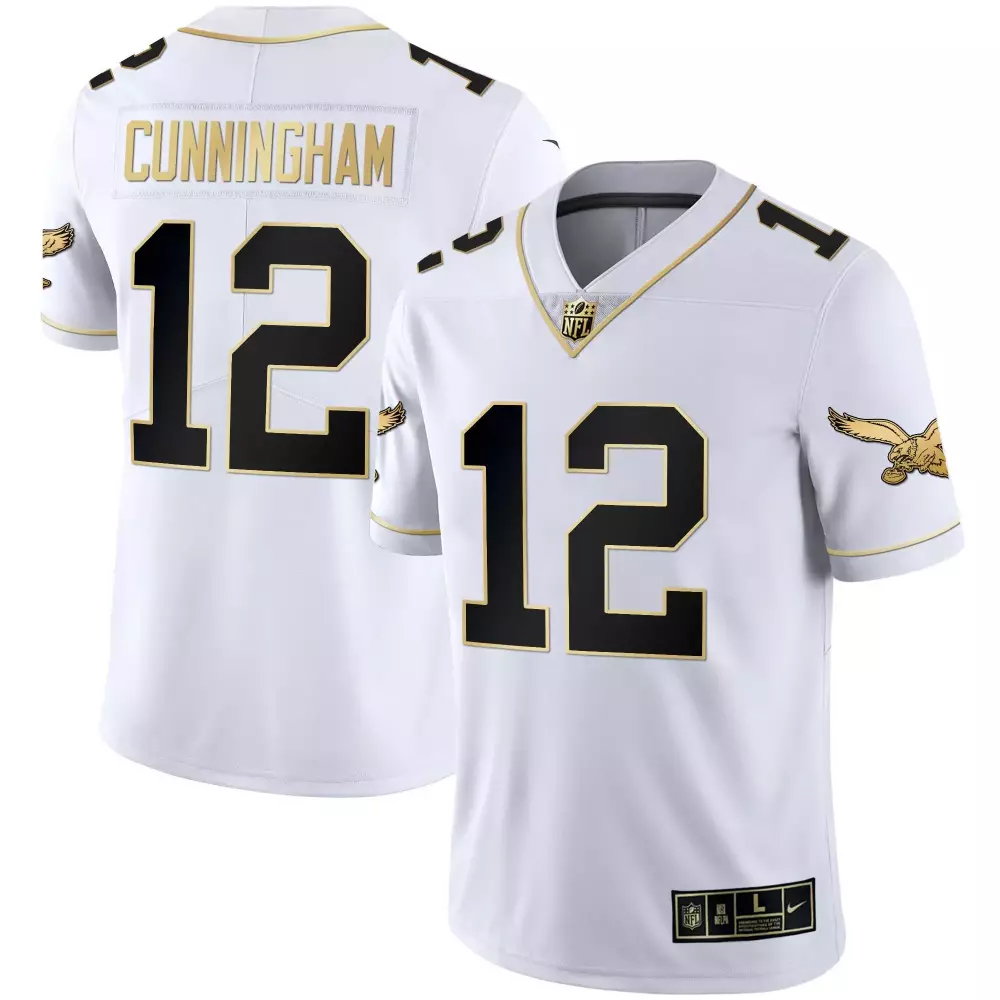 Randall Cunningham 12 Jersey White Philadelphia Eagles Men Player Black Gold Vapor