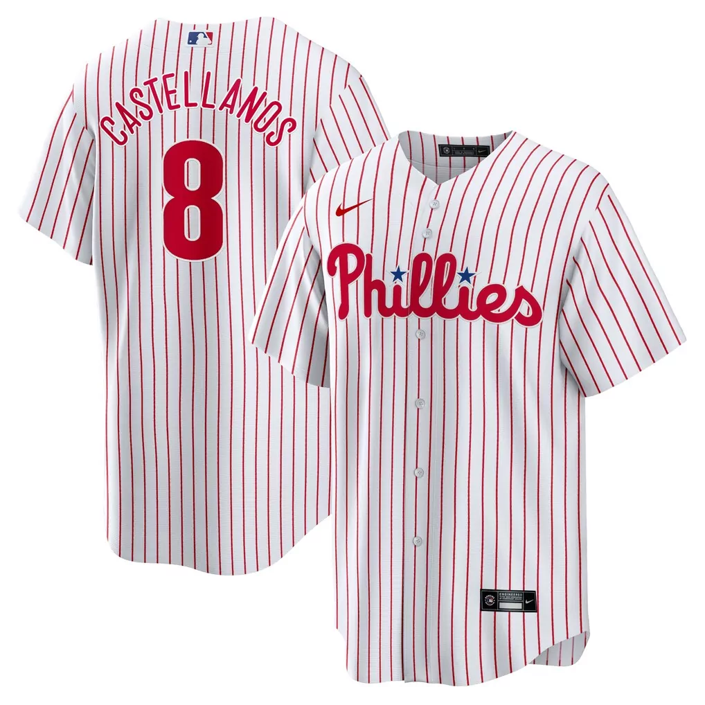 Nick Castellanos 8 Phillies Jersey White Men Red Replica