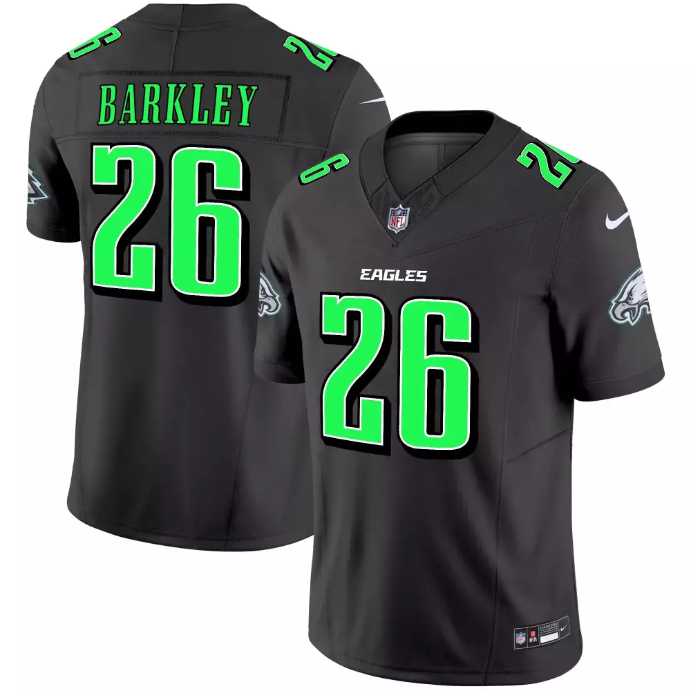 Saquon Barkley 26 Eagles Jersey Black Men Neon Green Vapor Limited All Stitched
