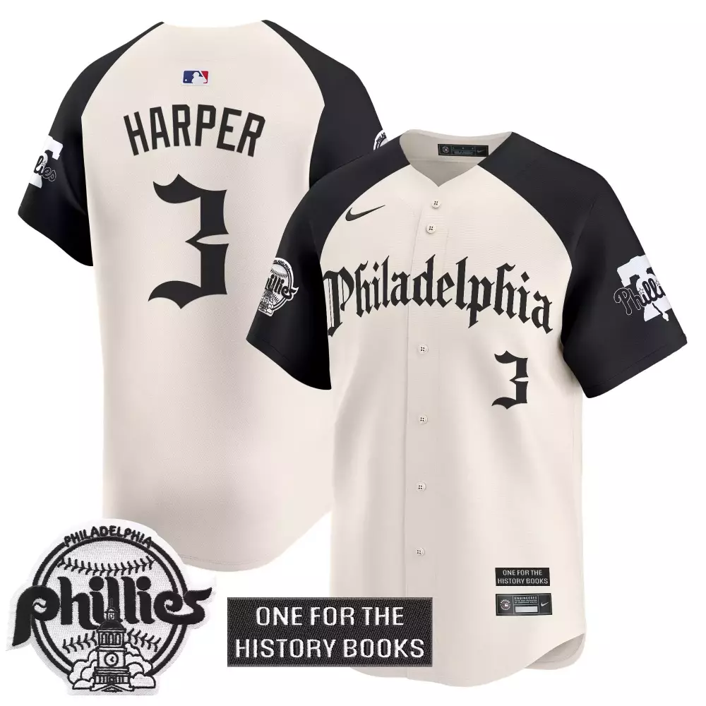Harper One 3 Jersey Cream For The History Books Philadelphia Phillies 2023 Men Black