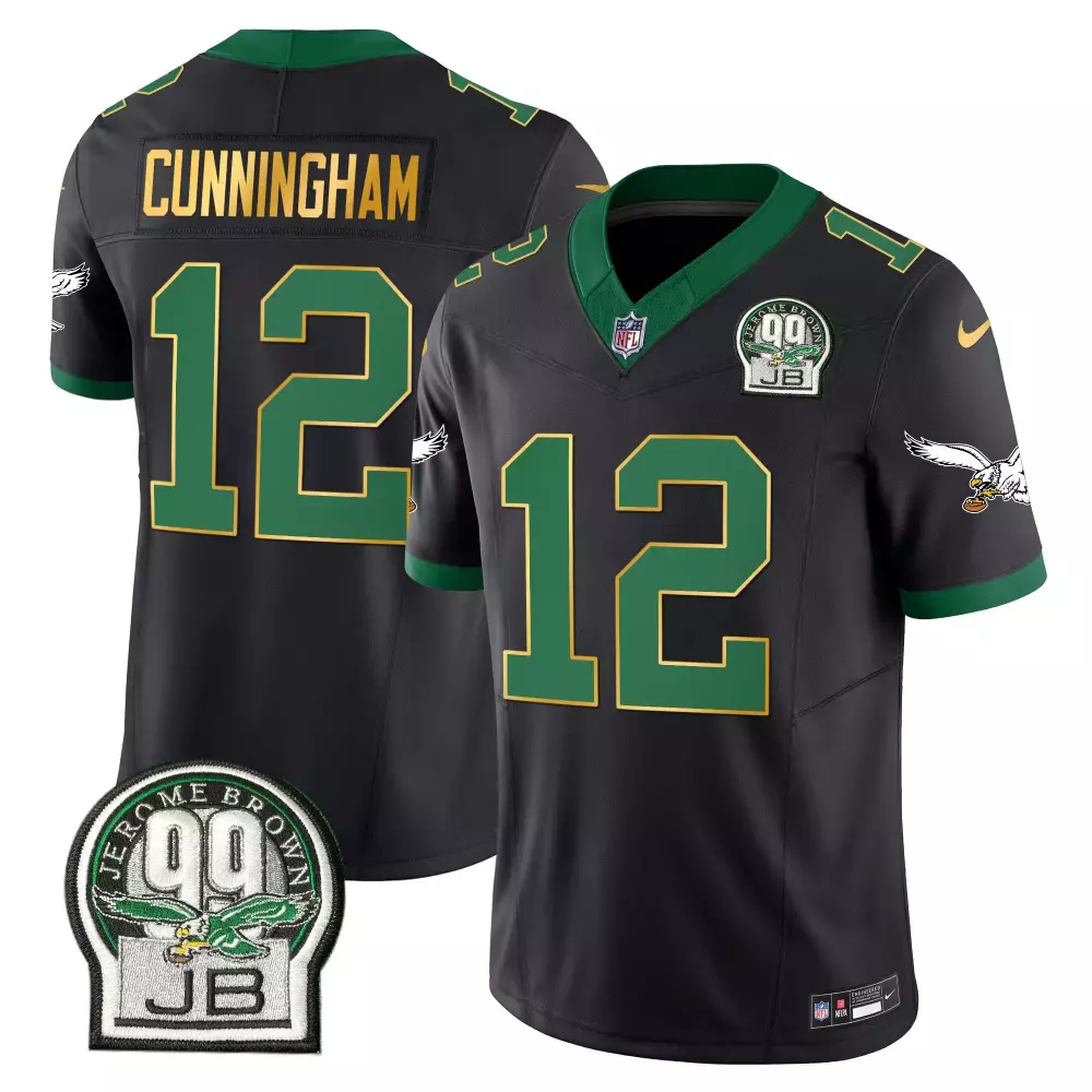 Randall Cunningham 12 Eagles Jersey Black 00 Jb Jerome Brown 99 Men NFL Green Gold