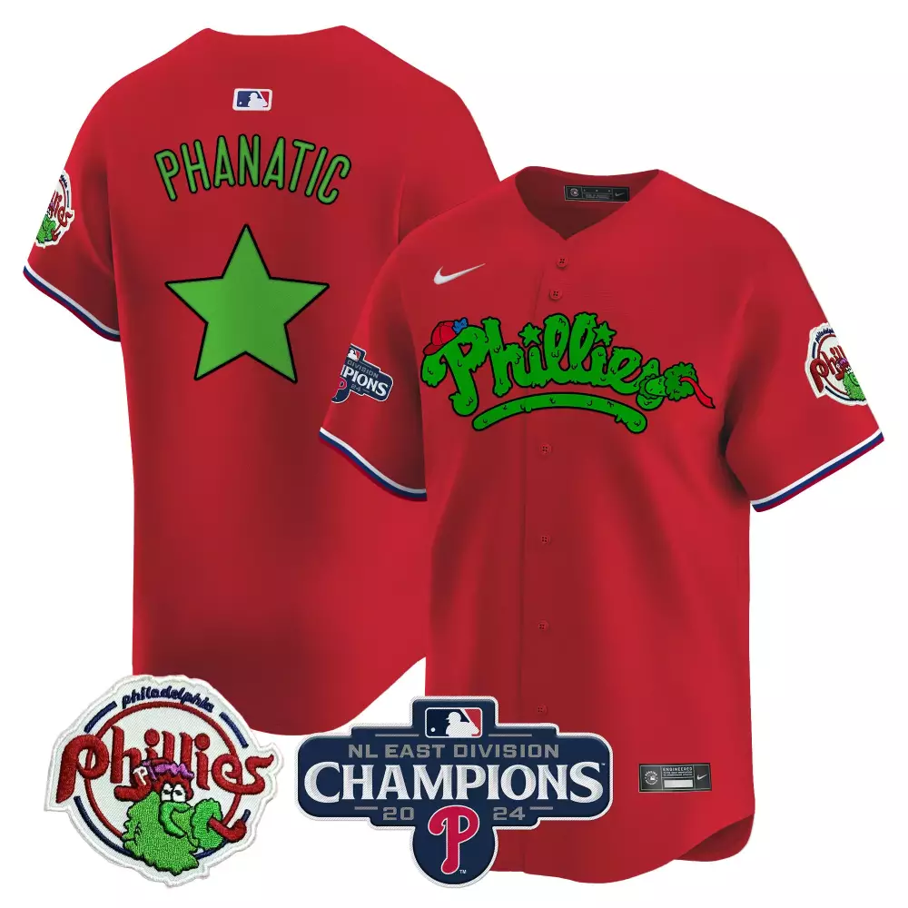 Phanatic Nl Phillies Jersey Red East Division Champions Green White Blue Maroon Vapor