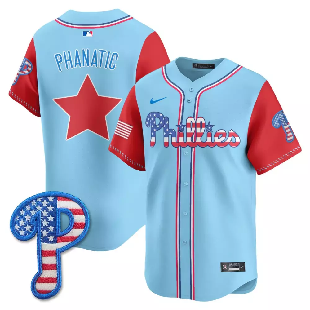 Make American Jersey Light Blue Independence Day Philadelphia Phillies Flag 2023