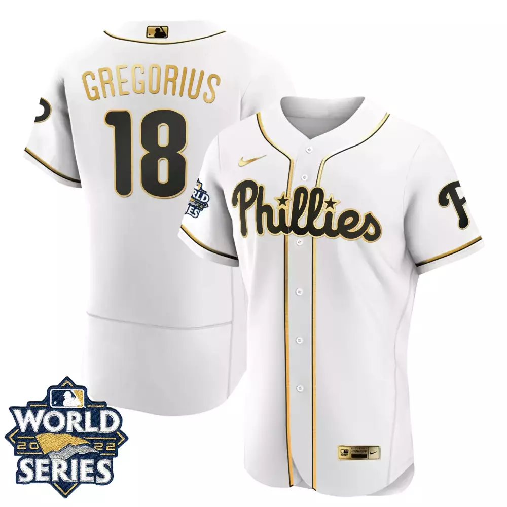 Didi Gregorius 18 Phillies Jersey White World Series 2022 Men Black Gold All Stitched