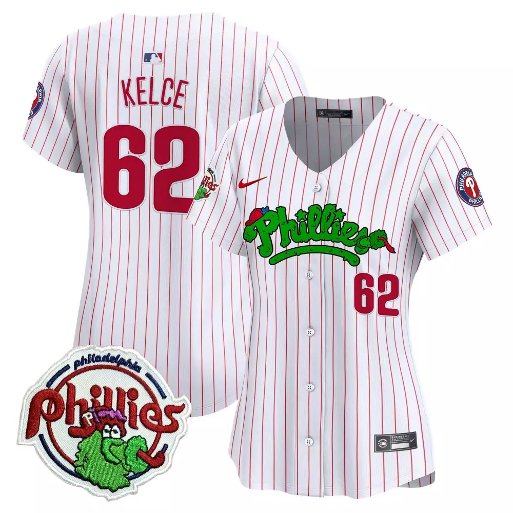 Jason Kelce 62 Jersey White Philadelphia Phillies Men Red Green All Stitched Vapor