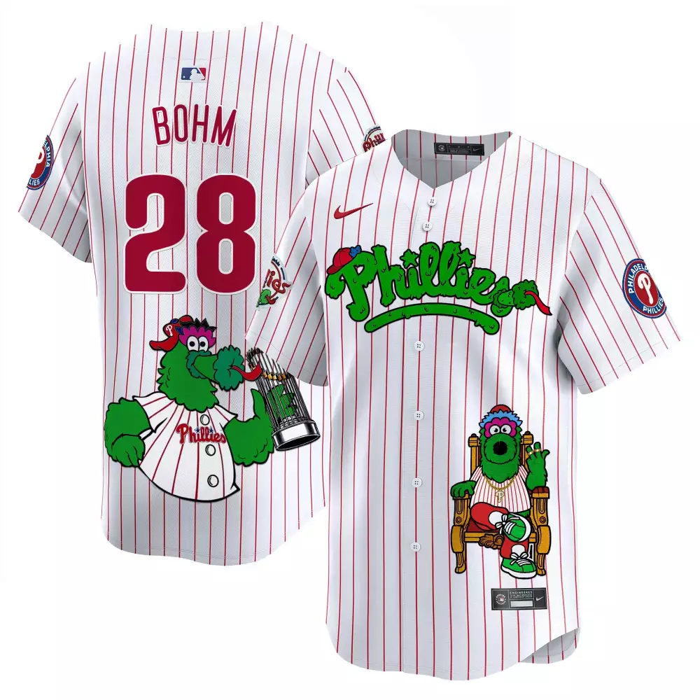 Alec Bohm 28 Jersey White Philadelphia Phillies Men Red Green All Stitched Vapor