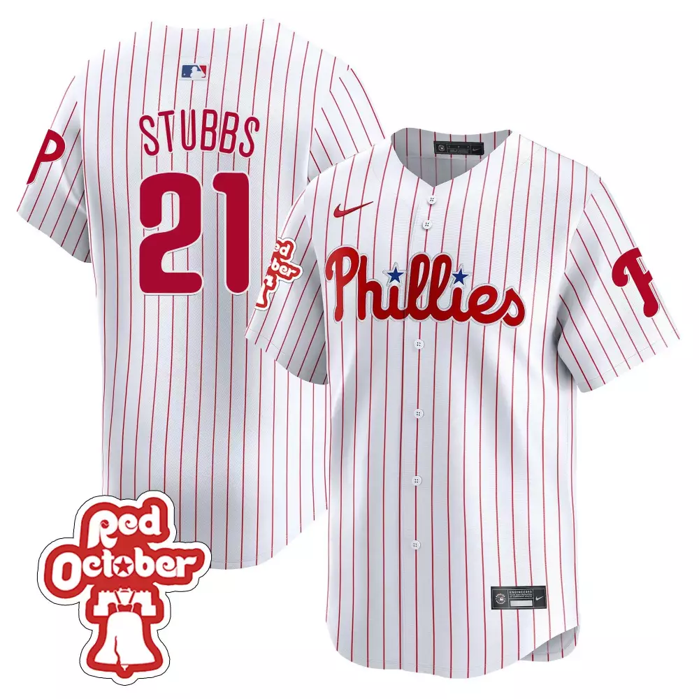 Garrett Stubbs 21 Phillies Jersey White Red October 2023 Men Vapor Premier Limited