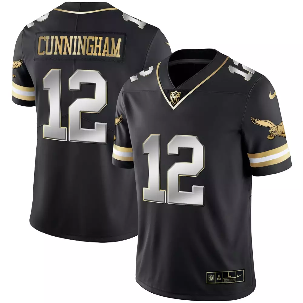 Randall Cunningham 12 Jersey Black Philadelphia Eagles Men Alternate Gold White Silver
