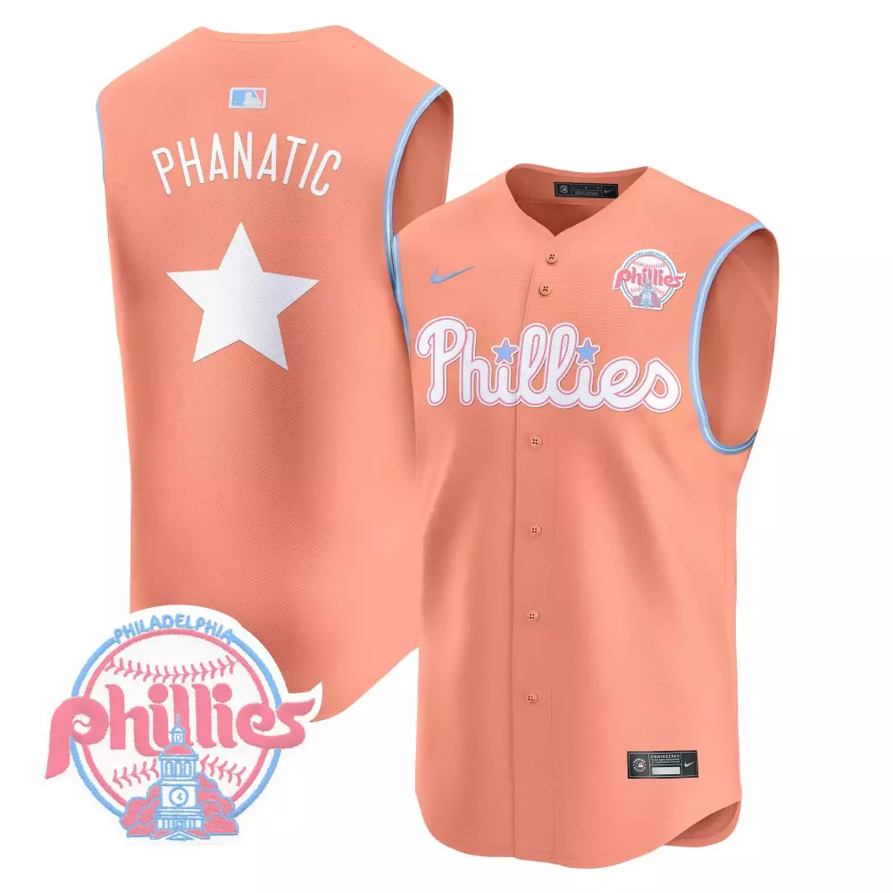Phanatic Philadelphia Phillies Jersey Peach Stranger Things Men White Light Blue