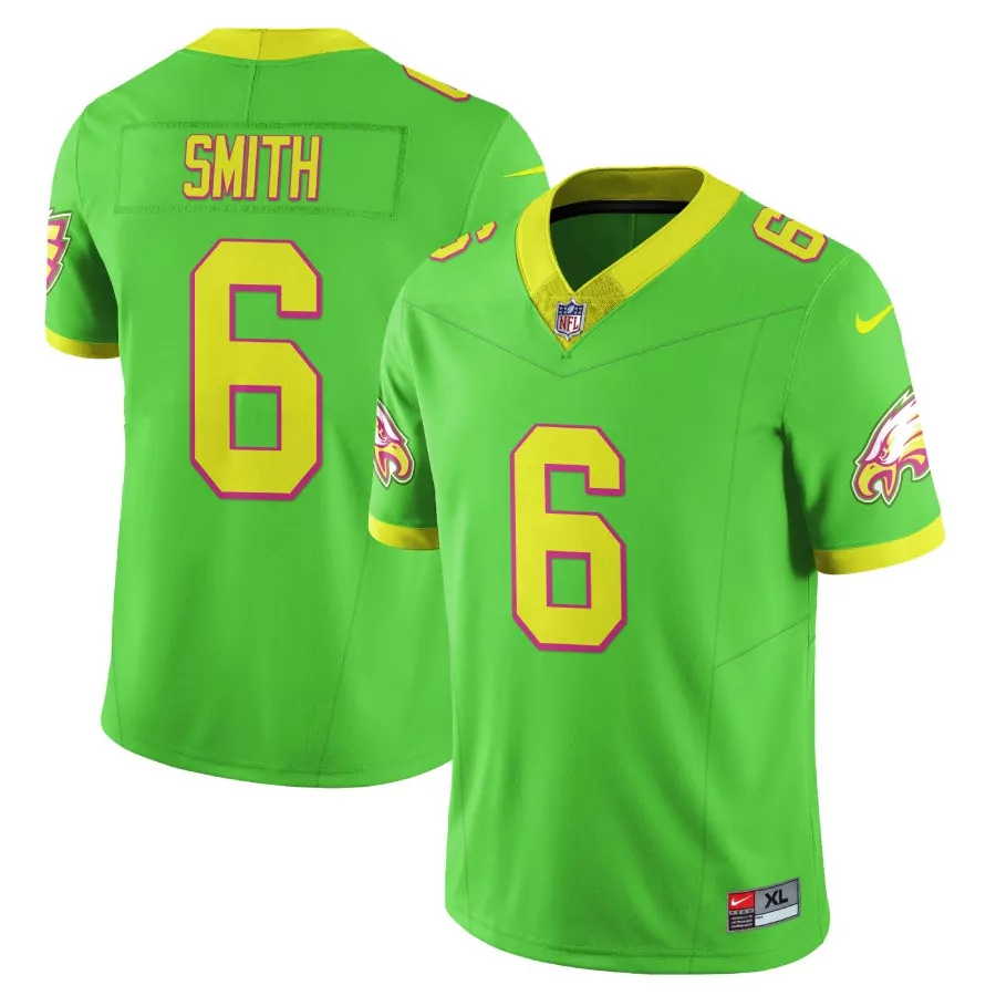 Smith Dupe 6 Philadelphia Eagles Jersey Lime Green Men NFL Alternate Yellow Pink