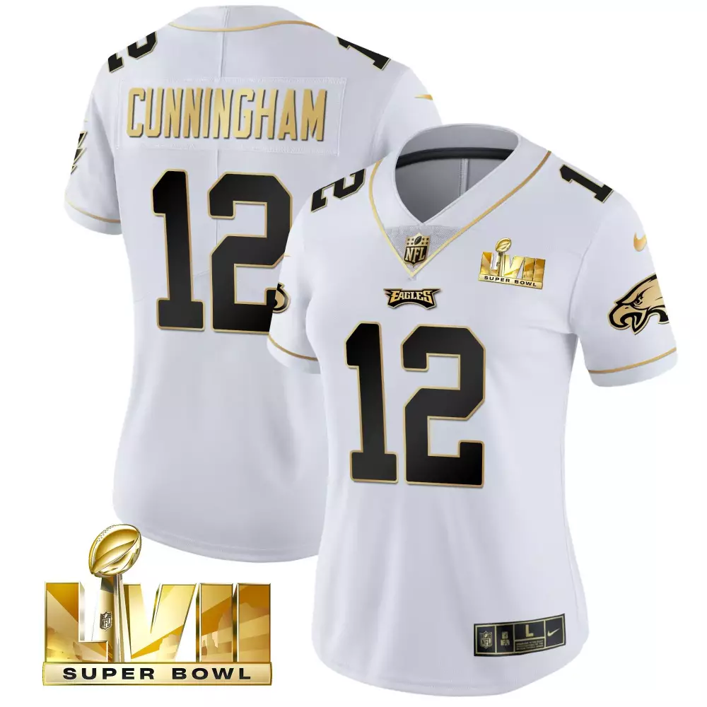 Randall Cunningham 12 Eagles Jersey White Super Bowl Lvii Women Alternate Black Gold