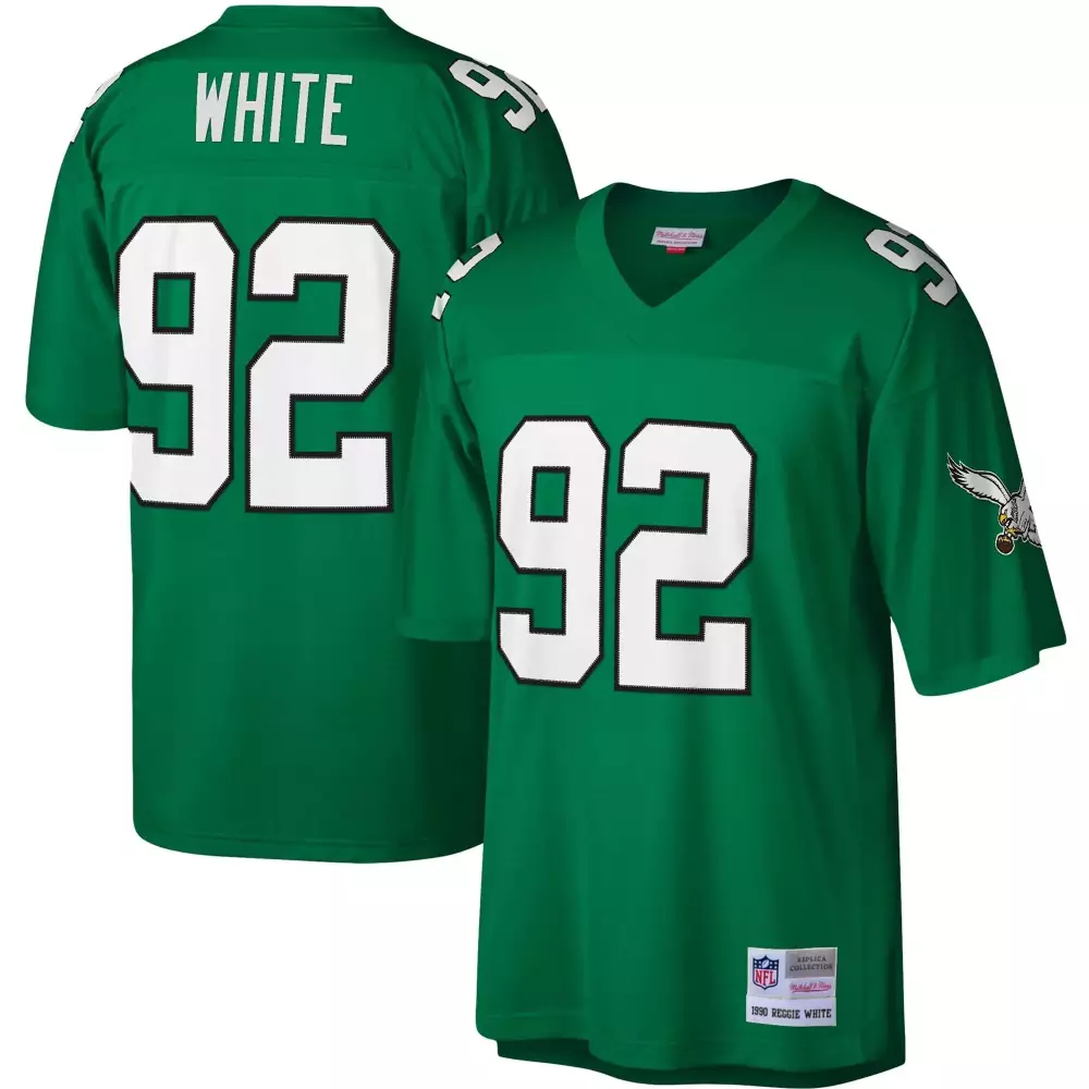 Reggie White 92 Jersey Green 1990 Philadelphia Eagles Mitchell Ness Men Replica Legacy