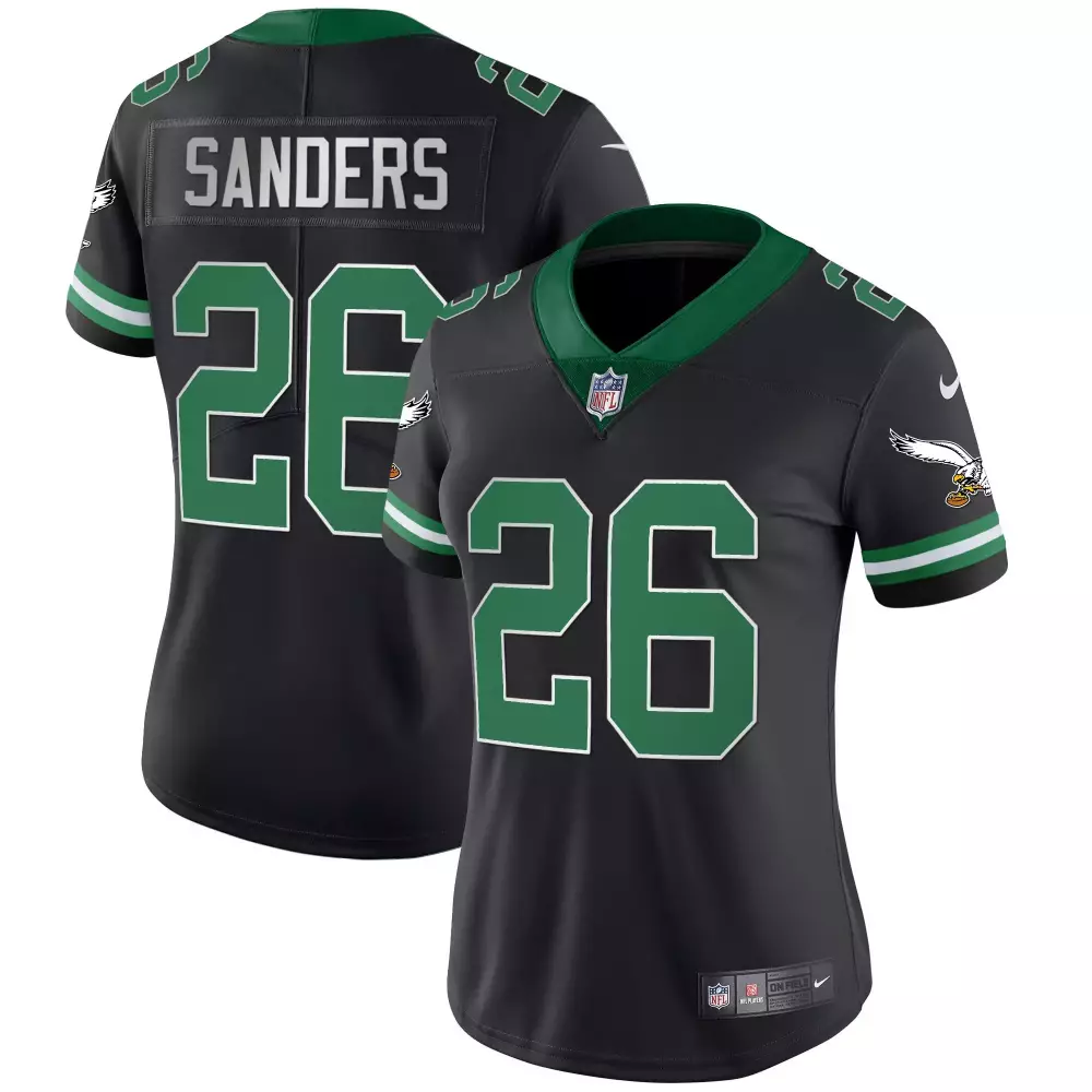 Sanders 26 Eagles Jersey Black Men Player Green White All Stitched Vapor
