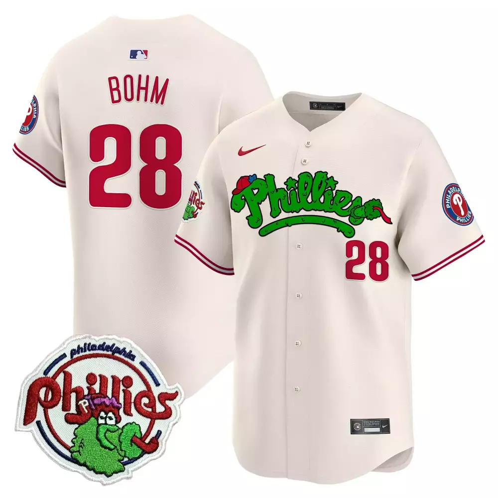 Alec Bohm 28 Jersey Cream Phanatic Philadelphia Phillies Men Alternate Red Green