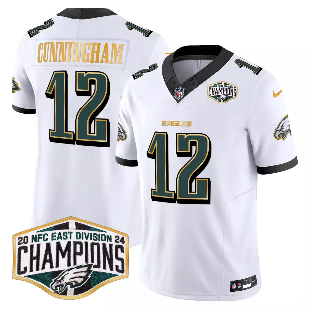 Randall Cunningham 12 Eagles Jersey White 2023 NFC East Division Champions Men Midnight Green