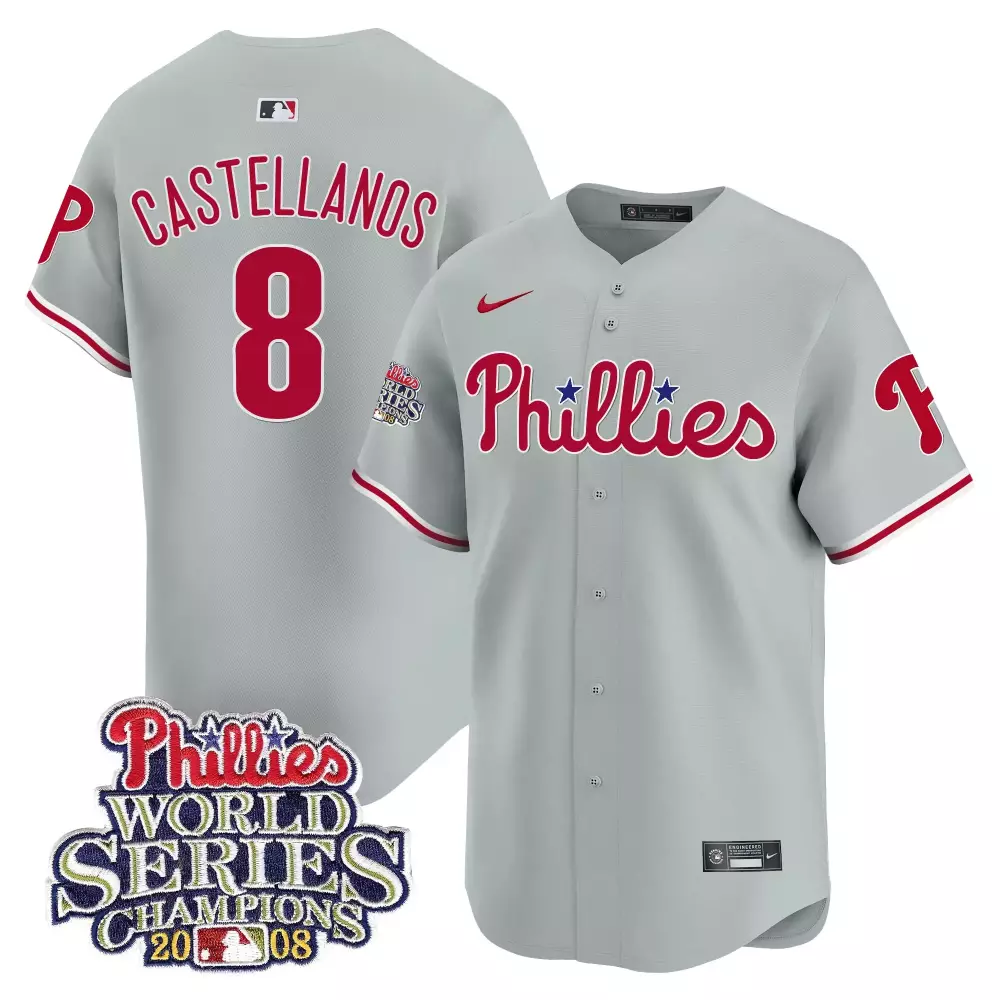 Nick Castellanos 8 Phillies Jersey Gray Men Red White Vapor Premier Limited All