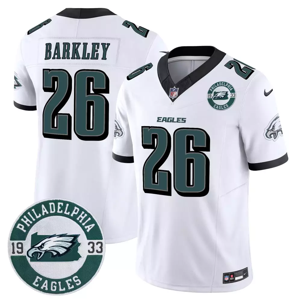 Saquon Barkley 26 Jersey White Philadelphia Eagles 1933 Men Black Green Vapor Limited