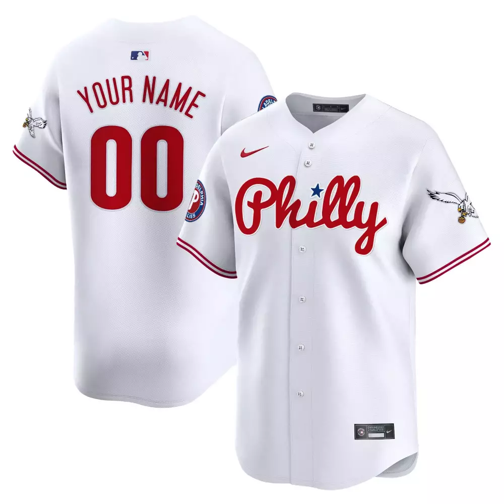 Custom Philadelphia Phillies Jersey White City Connect Round Eagle Graphic Men Red