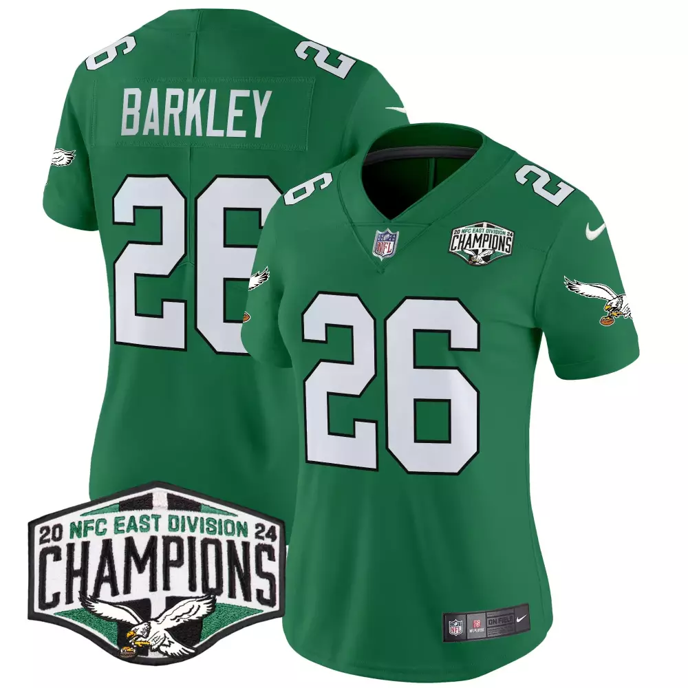 Saquon Barkley 26 Eagles Jersey Green 2020 NFC East Division Champions Women Standard