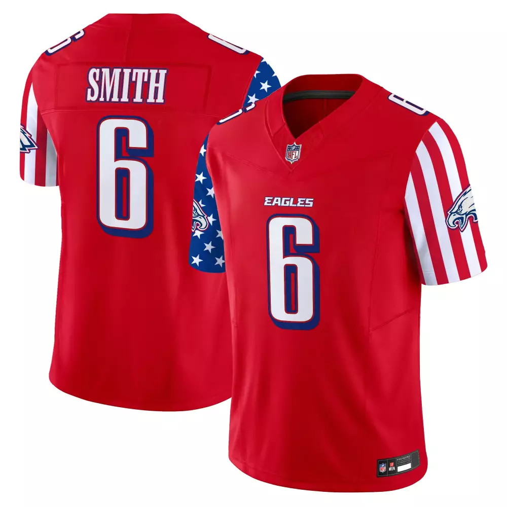 Smith Independence 6 Eagles Jersey Red Men Custom Design Blue White Stitched Vapor