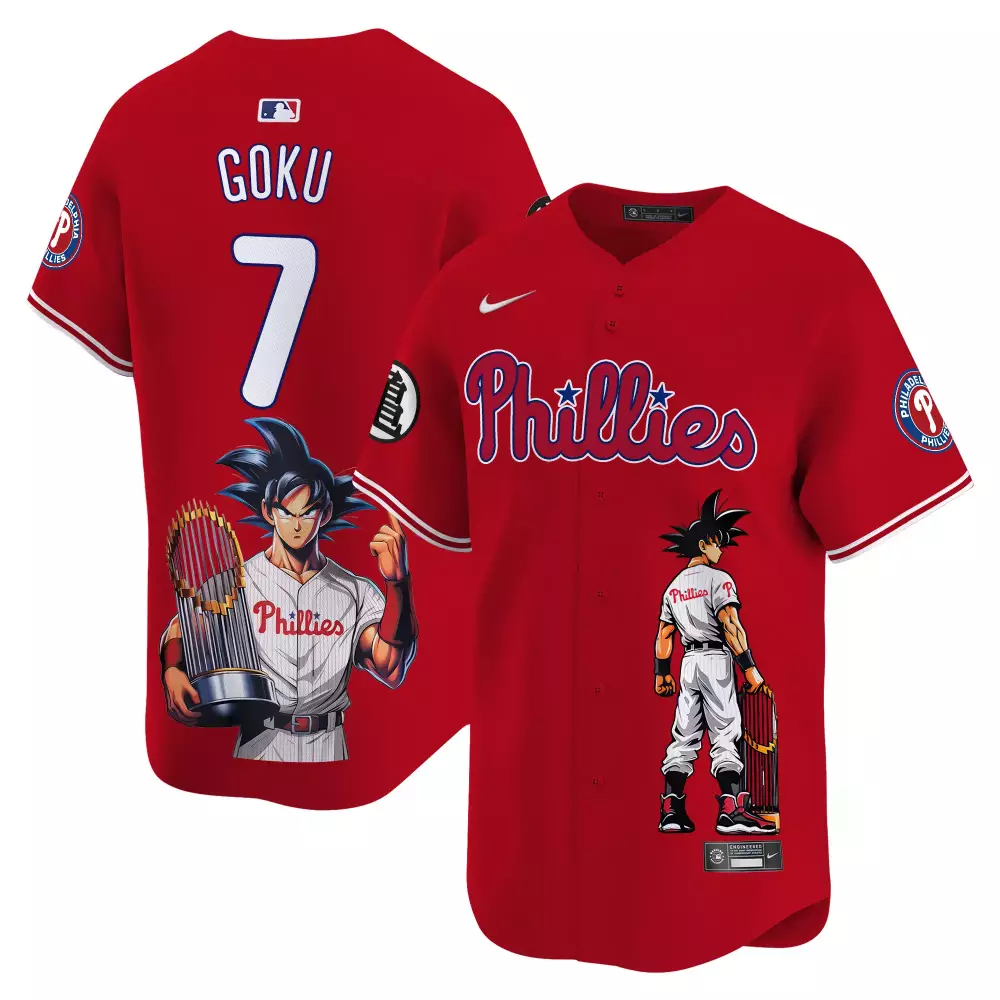 Goku 7 Phillies Jersey Red Dragon Ball Z Philadelphia Men White Blue Vapor Premier
