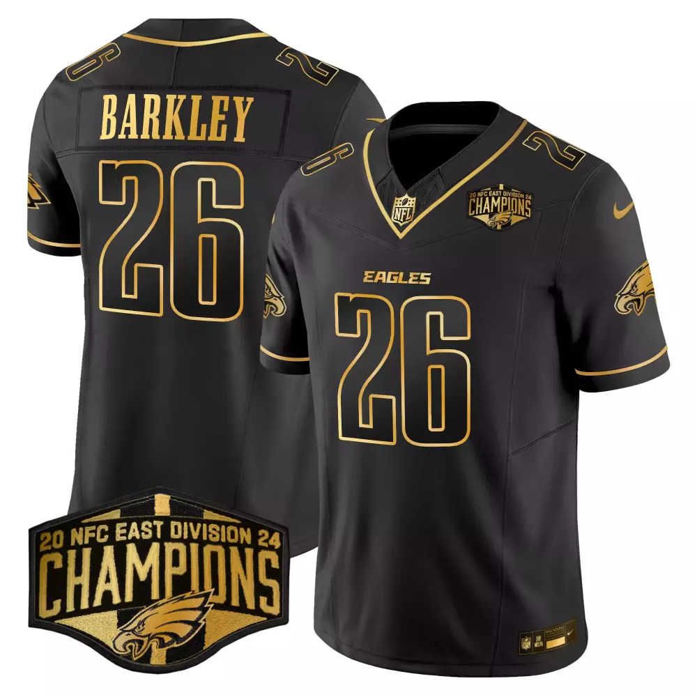 Saquon Barkley 26 Eagles Jersey Black Men Gold Vapor Limited All