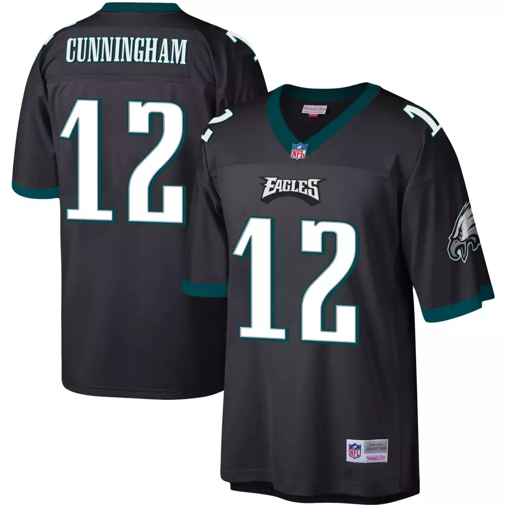 Randall Cunningham 12 Eagles Jersey Black Men Replica White Dark Green Legacy All