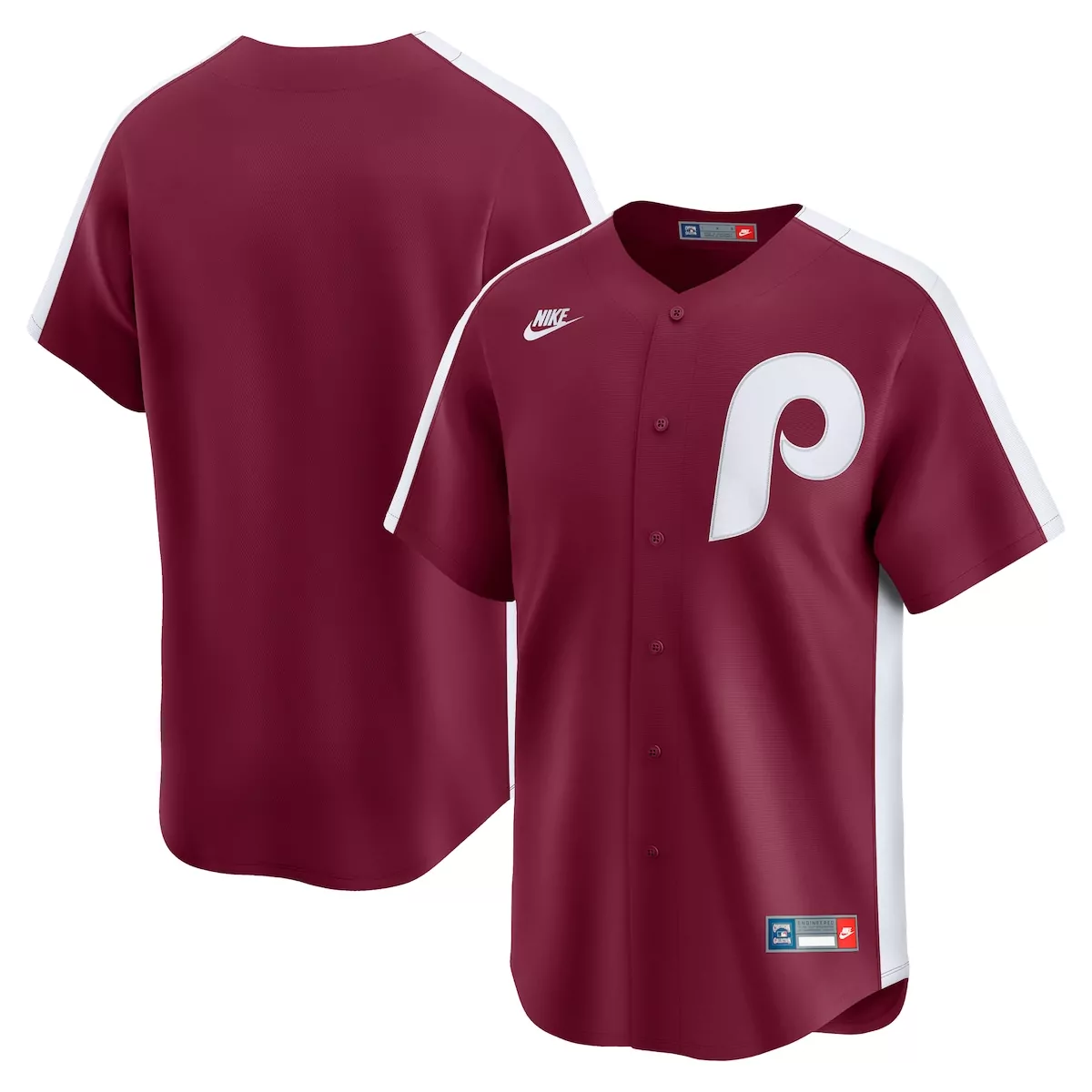 Philadelphia Phillies Jersey Maroon Men White Throwback Cooperstown Collection Limited