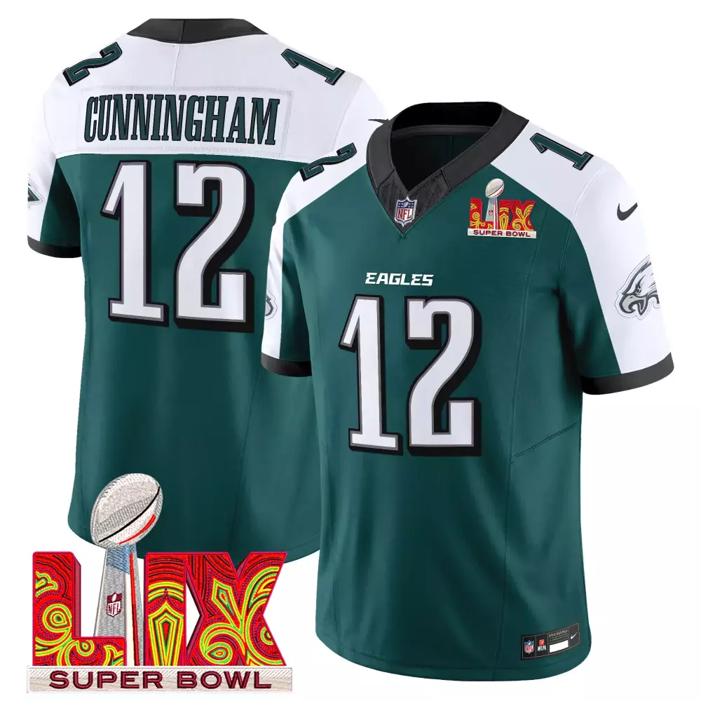 Randall Cunningham 12 Eagles Jersey Green Super Bowl Lix Men Authentic White Black