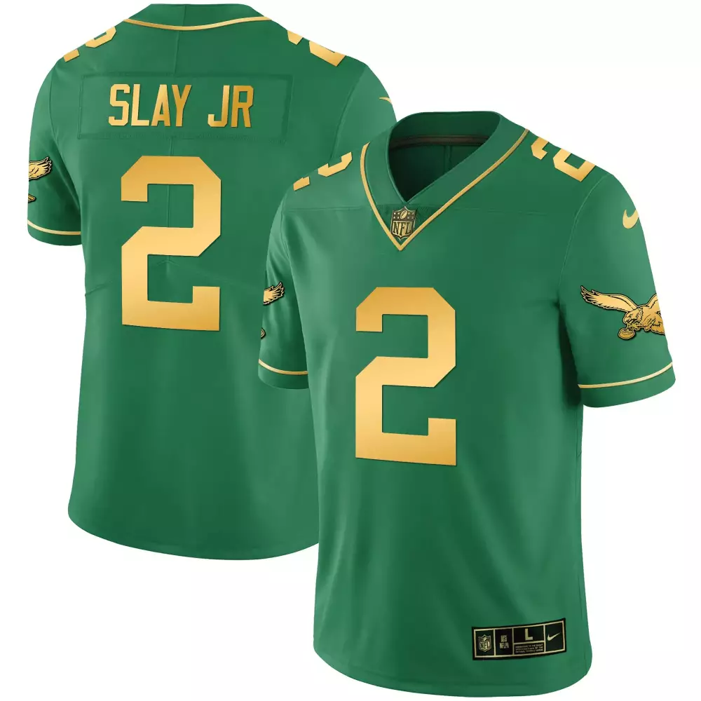 Slay Jr. 2 Eagles Jersey Green Men Gold All Stitched Vapor