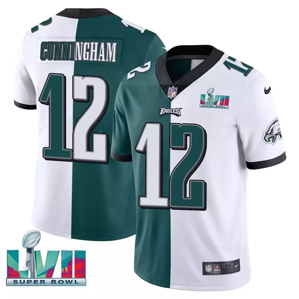 Randall Cunningham 12 Eagles Jersey Green Super Bowl Lvii Men Split White Black Vapor