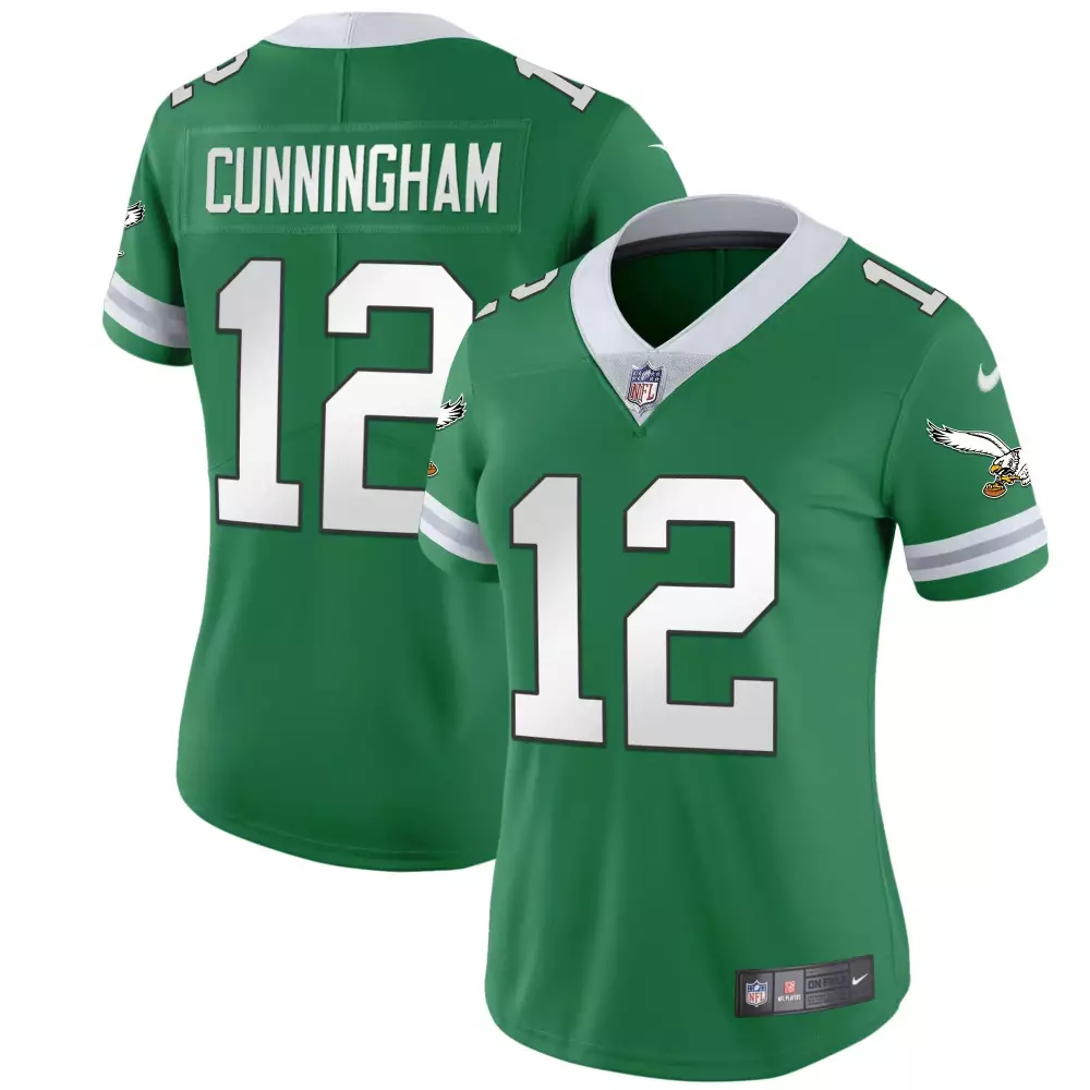 Randall Cunningham 12 Jersey Green Philadelphia Eagles Women White Black Vapor Throwback