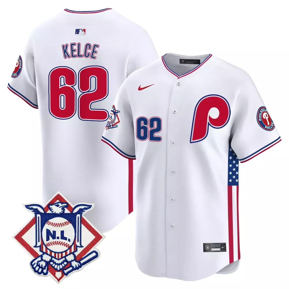 Jason Kelce 62 Jersey White Stars And Stripes Philadelphia Phillies N.l. Team Men