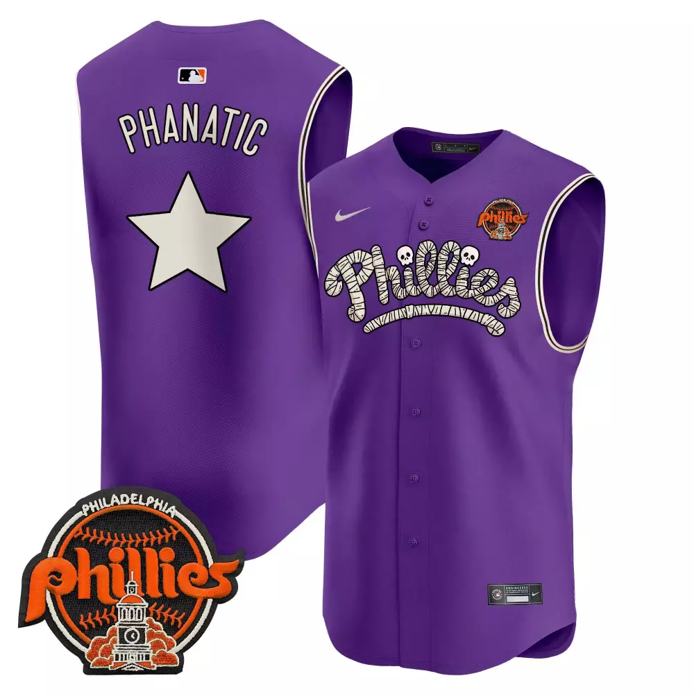 Phanatic Philadelphia Phillies Jersey Purple Halloween White Orange All Stitched