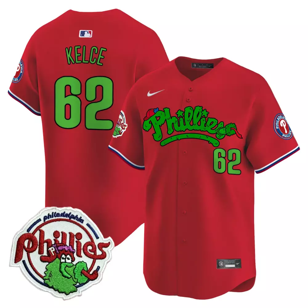 Jason Kelce 62 Jersey Red Phillies Phanatic Philadelphia Men Green White Blue Vapor