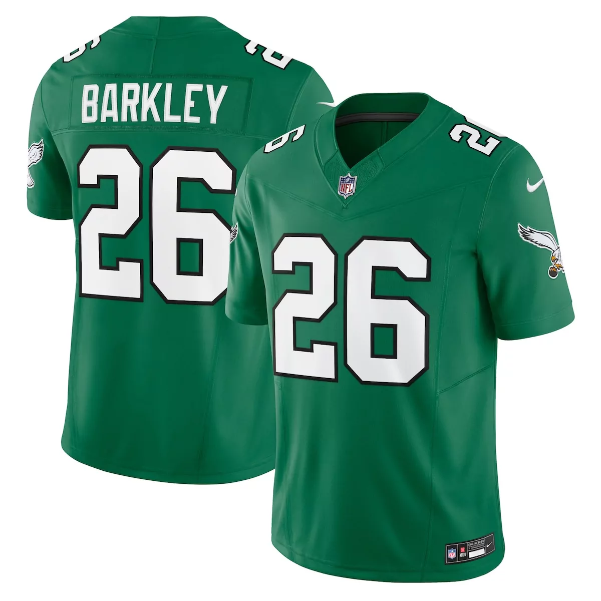 Saquon Barkley 26 Jersey Green Philadelphia Eagles Men Short Sleeve White Black Alternate