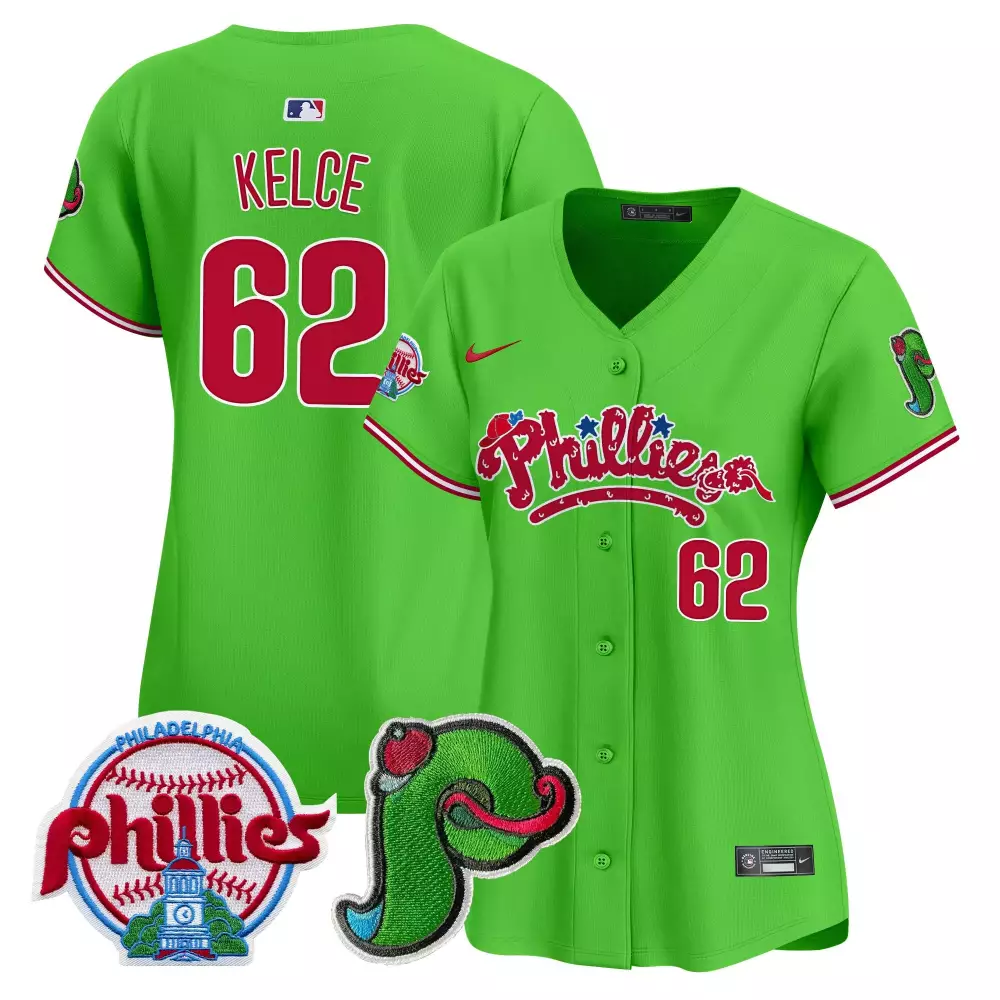 Jason Kelce 62 Phillies Jersey Green Philadelphia Men Alternate Red White Vapor Premier