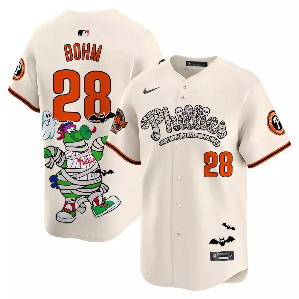 Alec Bohm 28 Jersey Cream Halloween Philadelphia Phillies Men Themed Alternate Custom Design