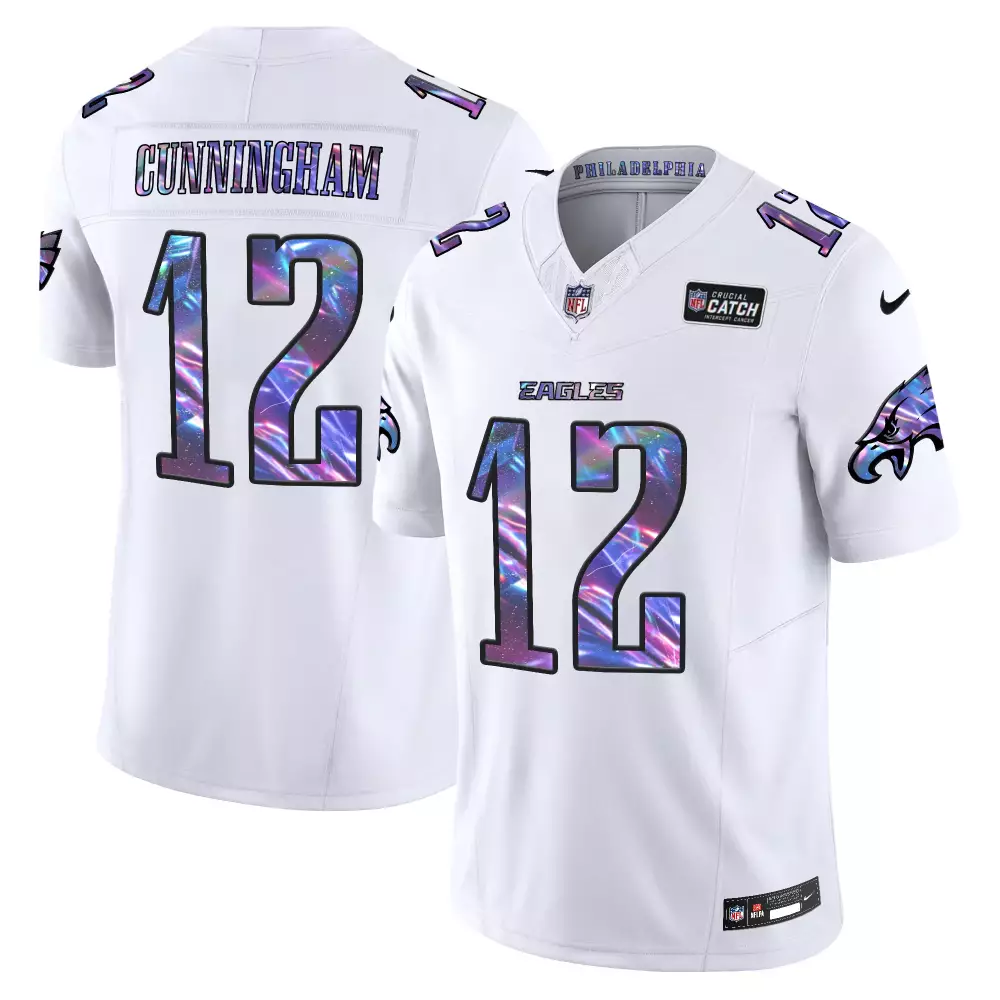 Randall Cunningham 12 Eagles Jersey White Crucial Catch Men Player Alternate Custom Design