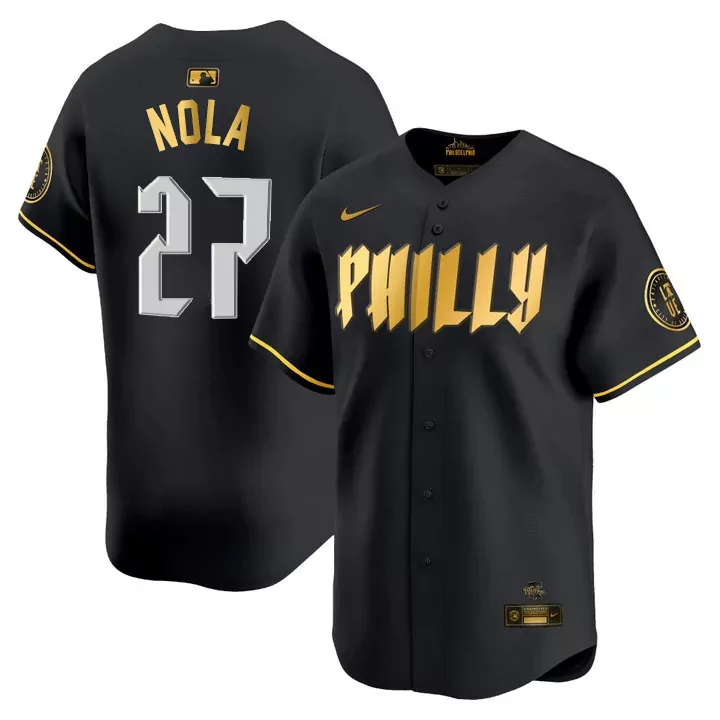 Aaron Nola 27 Jersey Black City Connect Philadelphia Phillies Batterman Men Alternate