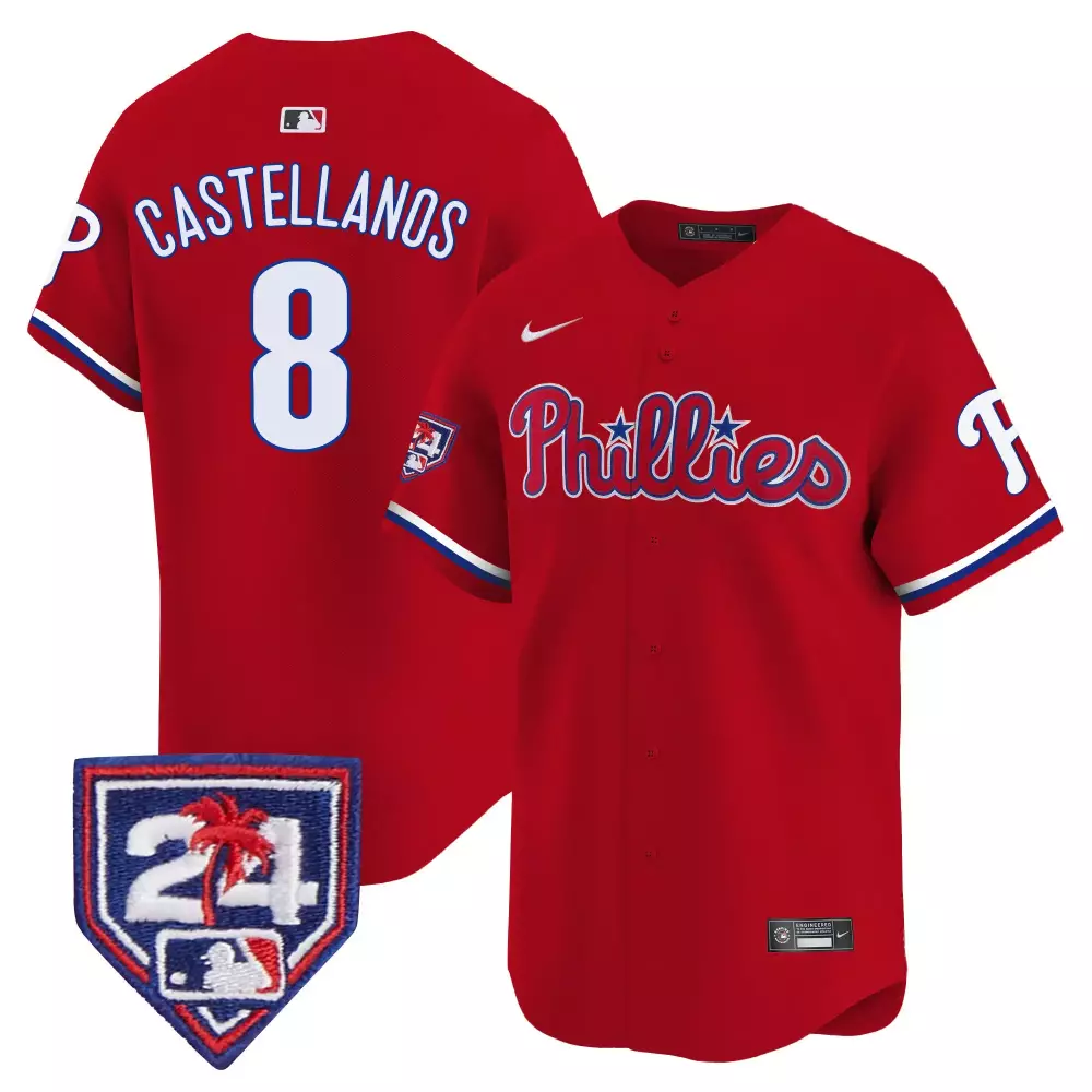 Nick Castellanos 8 Phillies Jersey Red 2024 City Connect Men White Blue All Stitched