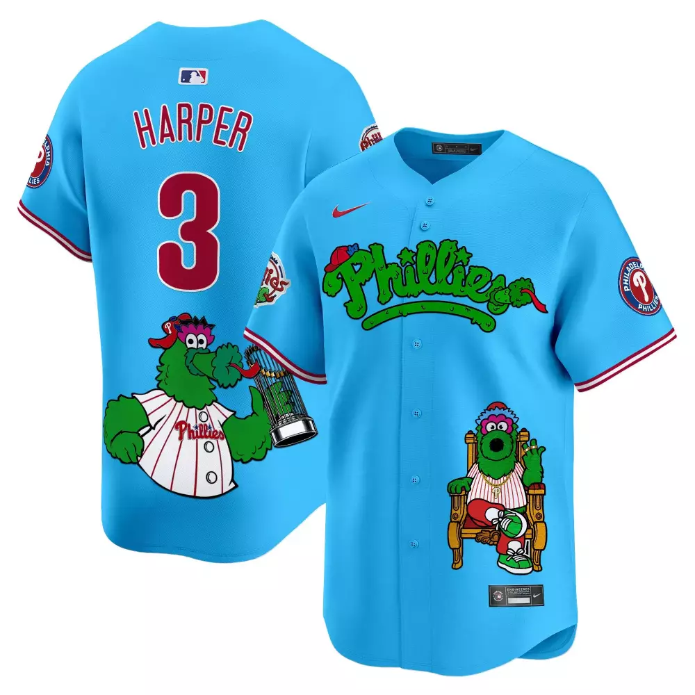 Bryce Harper 3 Phillies Jersey Blue Phanatic Philadelphia Team Men Alternate Split Design