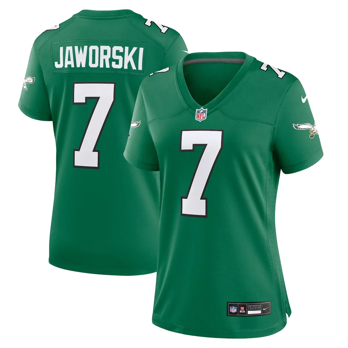 Ron Jaworski 7 Jersey Green Philadelphia Eagles Women Replica White Black Alternate
