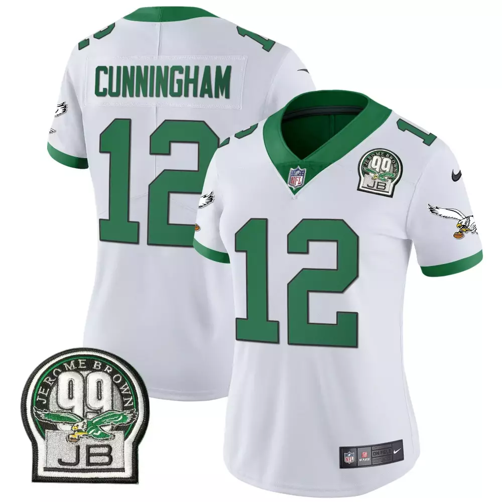 Randall Cunningham 12 Jersey White Jerome Brown Philadelphia Eagles 99 Jb Women Alternate