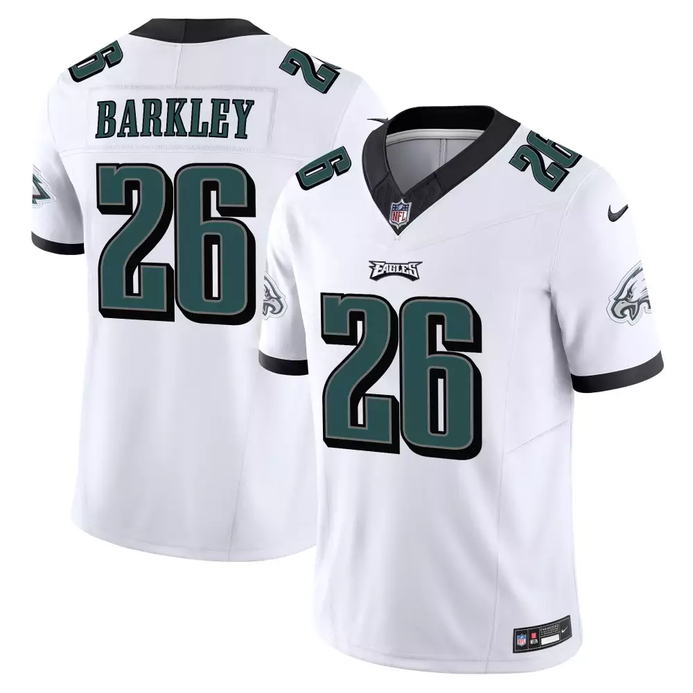 Saquon Barkley 26 Eagles Jersey White Men Green Black Vapor Limited v2 All Stitched