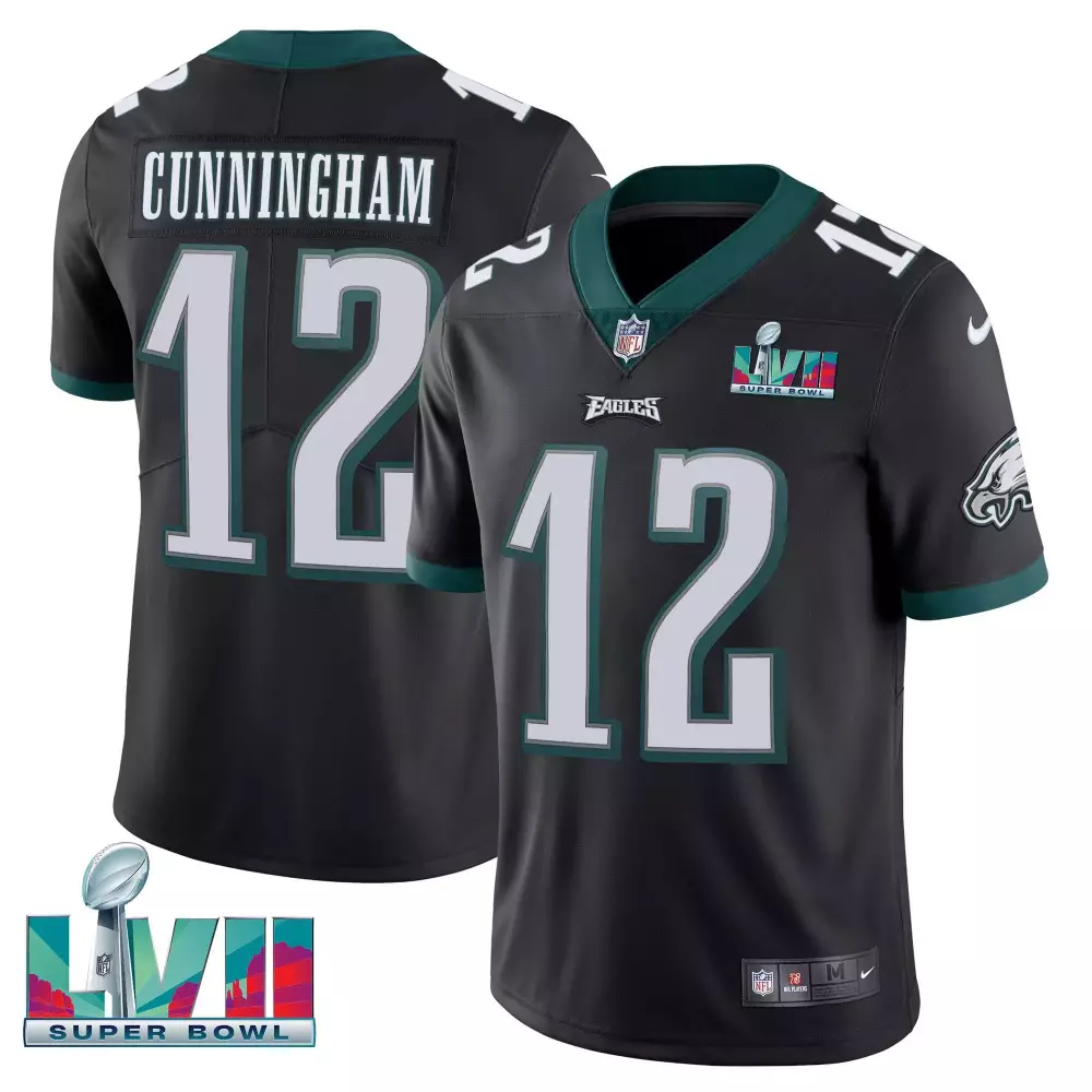 Randall Cunningham 12 Eagles Jersey Black Super Bowl Lvii Men Game Green White Vapor