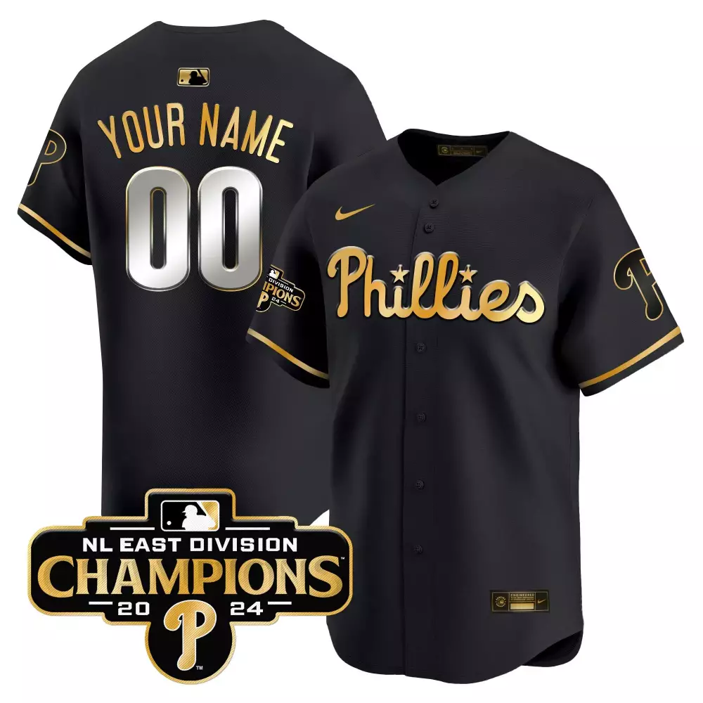 Custom Philadelphia Phillies Jersey Black Gold Vapor Premier Limited All