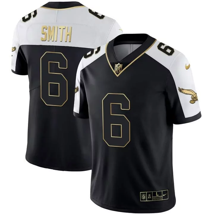 Devonta Smith 6 Jersey Black New Orleans Saints Men NFL White Gold All Stitched Vapor