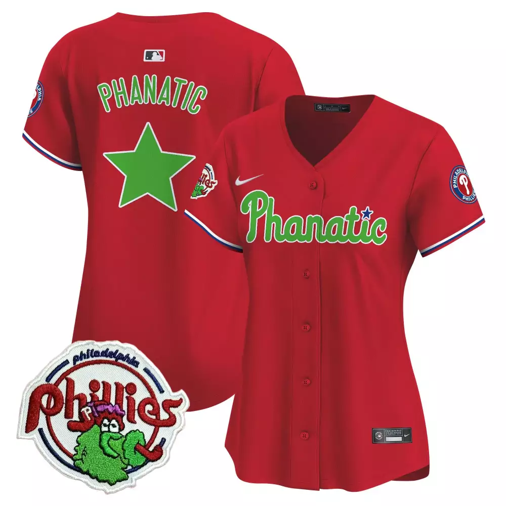 Phanatic Philadelphia Phillies Jersey Red Mascot Men Green White Blue All Stitched